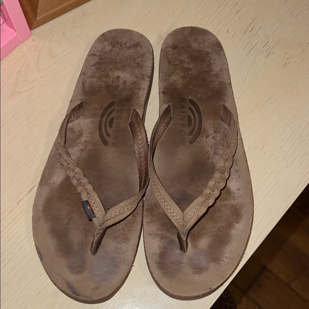 Rainbow Tan Braided Sandals - Picture 2 of 3